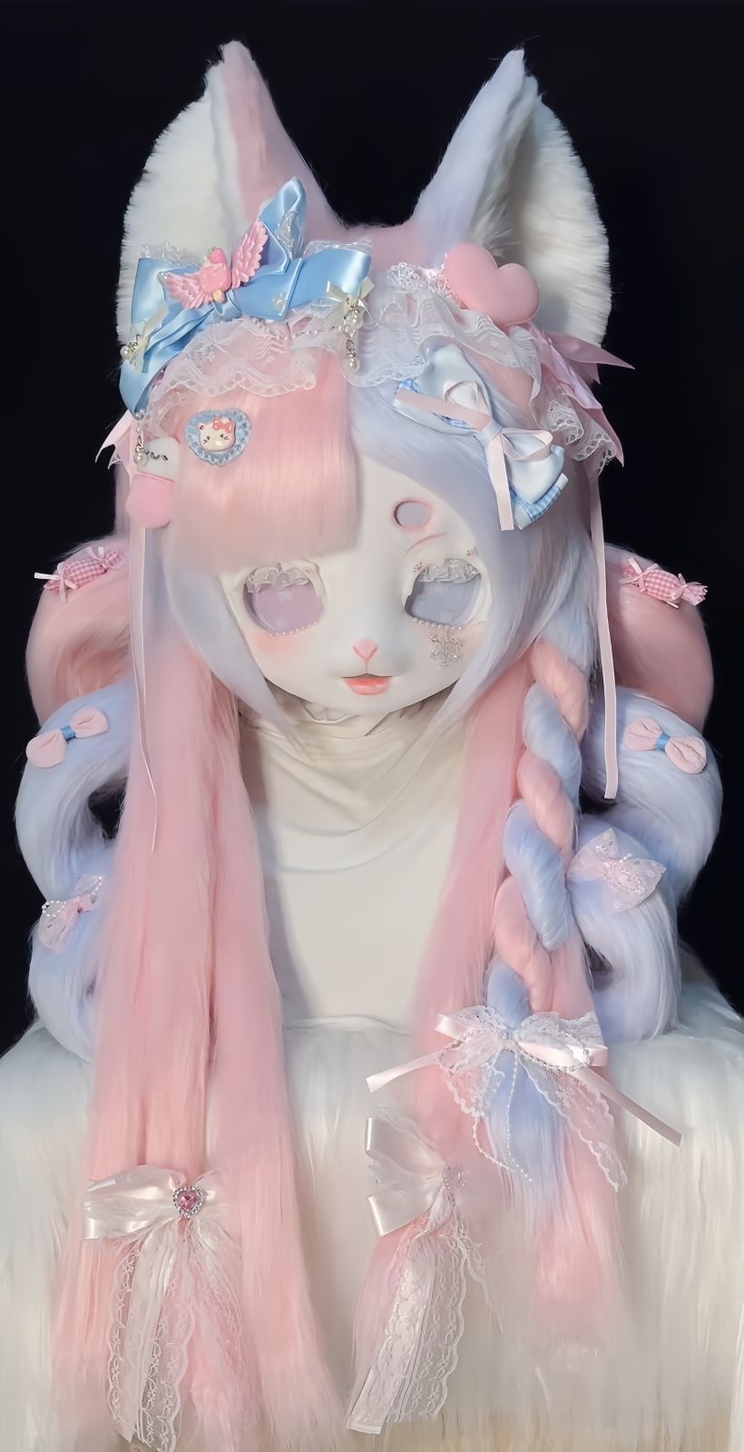 ★着ぐるみヘッド kigurumi NO.277 キツネ ピンク ファースーツ 全頭ヘッド ケモノ マスク ぬいぐるみ コスプレ コスチューム 一点物