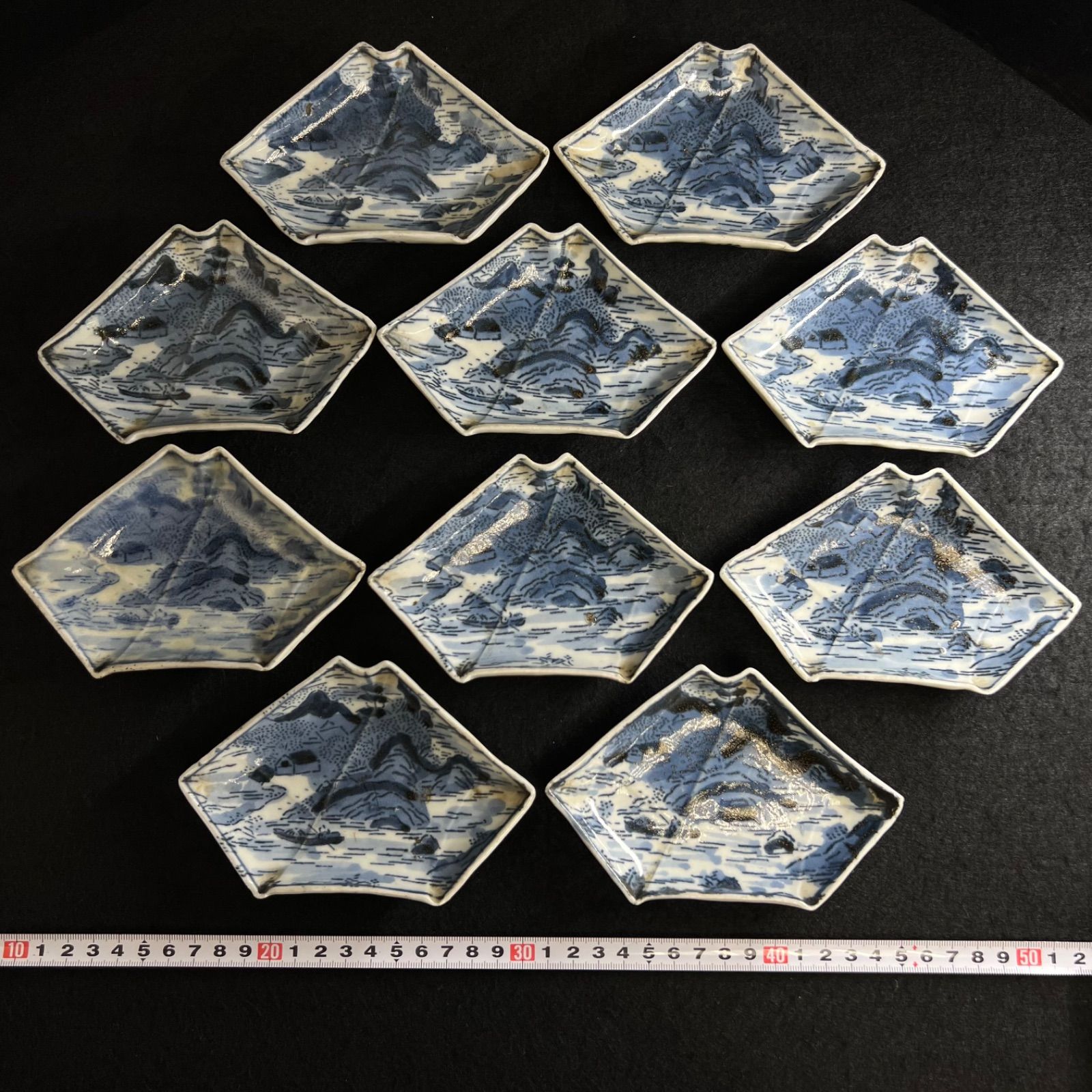 古伊万里 染付山水図富士形皿10枚 幅約14㎝ 新Y8-1016☆トコサ - メルカリ