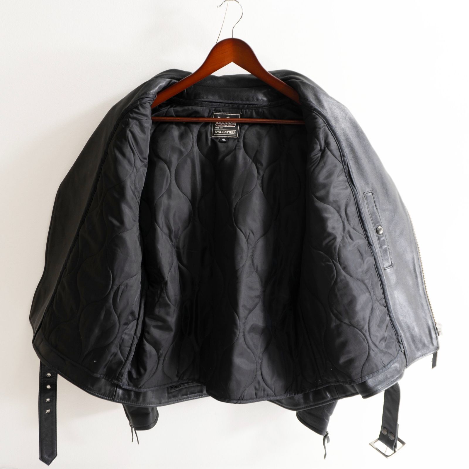 KADOYA バイク用ジャケット ブラック 美品/ビッグサイズ】KADOYA【ダブルライダースジャケット】 4L カドヤ