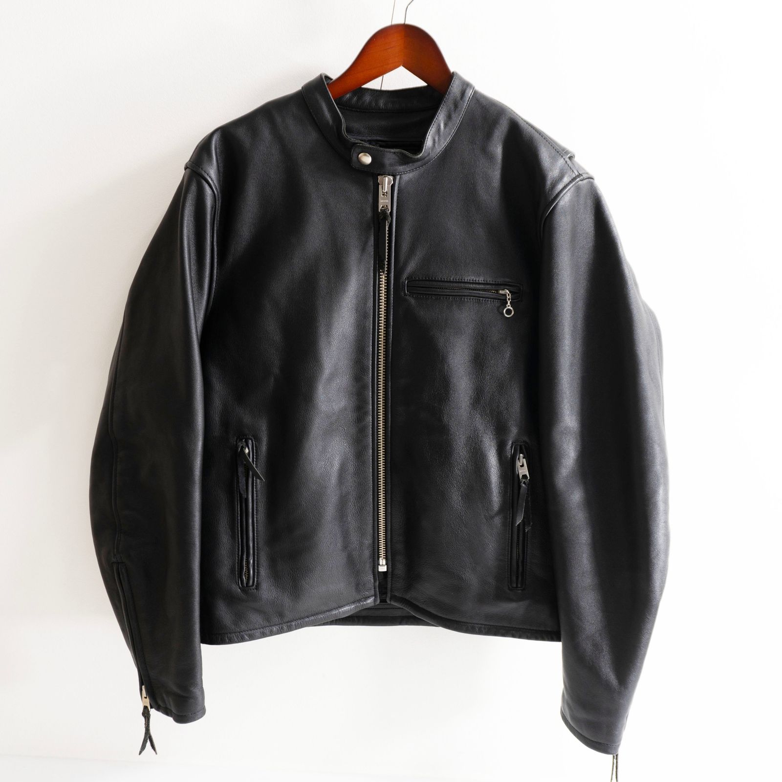 極美品■KADOYA ライダースジャケット　シングル　本革　ブラック 美品/ビッグサイズ】KADOYA【シングルライダースジャケット】 4L