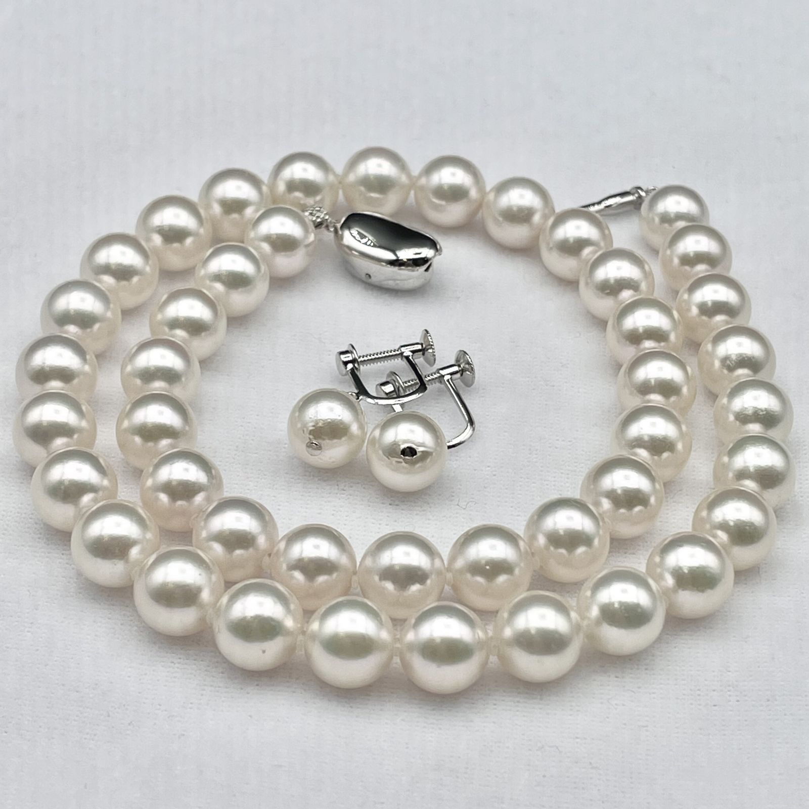 アコヤ真珠 花珠 GGC 鑑別書 9.0-9.5mm ネックレスセット Silver