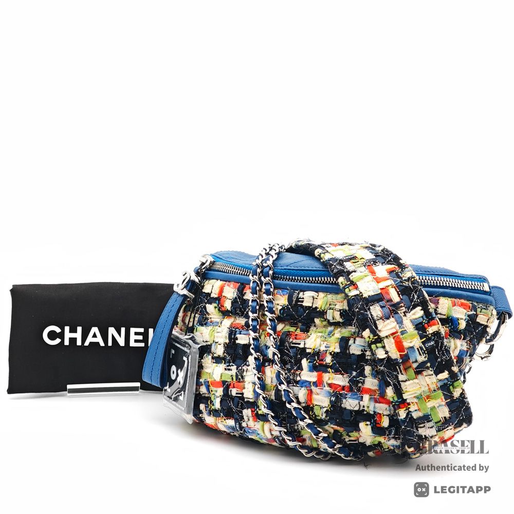CHANEL シャネル マトラッセ ツイード ラムスキン レザー ブルー系 マルチカラー 2WAYウエストバッグ A93842