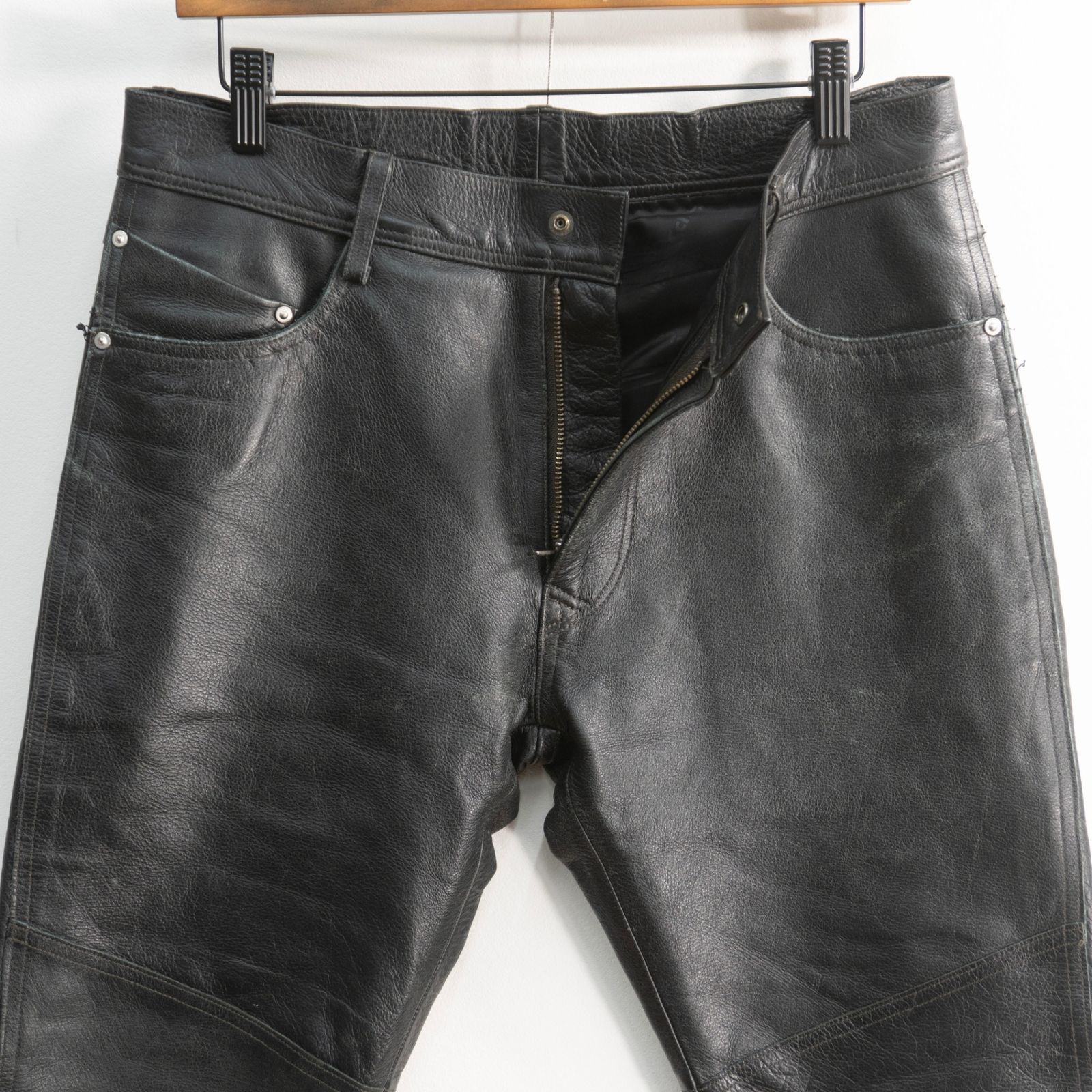 雰囲気抜群】SCHOTT【レザーパンツ】M ブラック USA製 ショット
