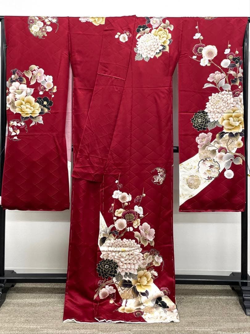 振袖 仮絵羽 正絹 刺繍 金彩 未仕立て品 八掛付き MOK991