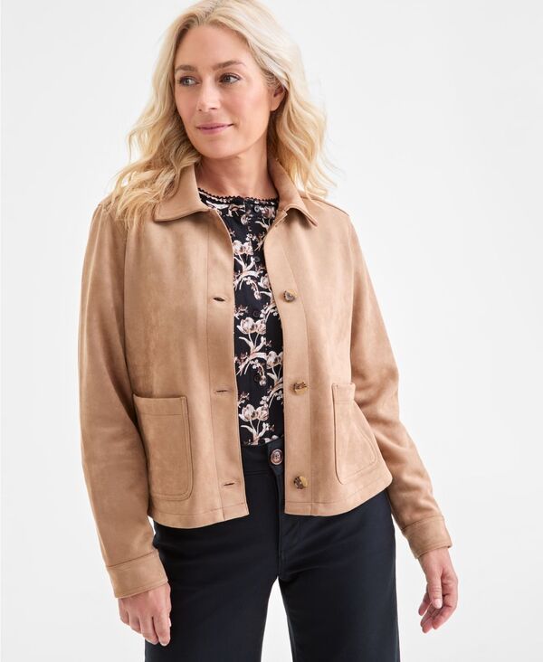 スタイルアンドコー レディース アウター ジャケット・ブルゾン スエード ジャケット Style Co Womens FauxSuede ButtonFront Jacket Tan タン