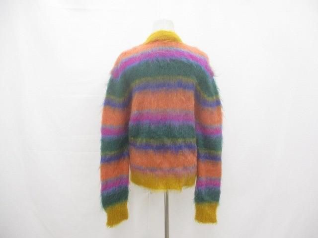 良品 マルニ MARNI ボーダー モヘアニット カーディガン 38 マルチ