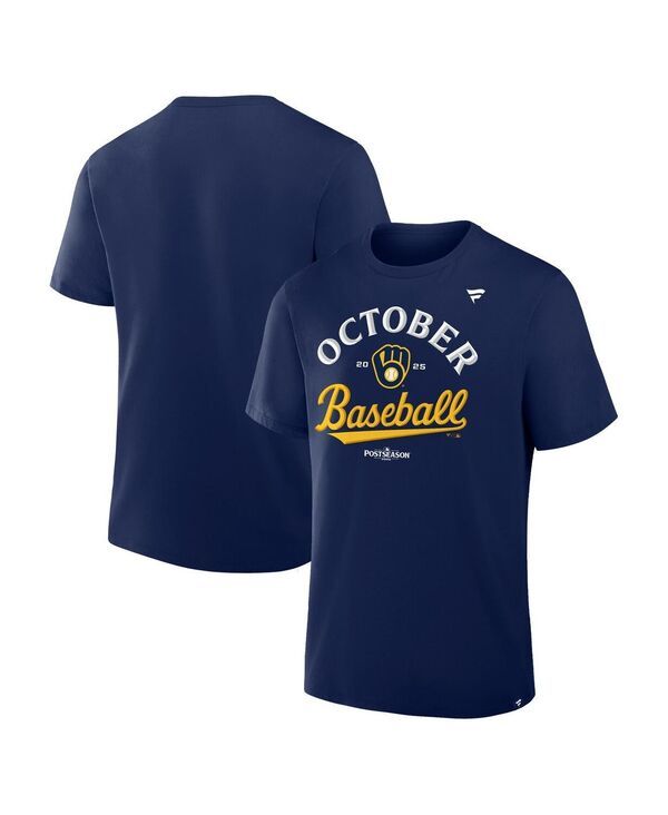 ファナティクス メンズ トップス Tシャツ Fanatics Mens Navy Milwaukee Brewers 2025 MLB Postseason Lockeroom TShirt Navy
