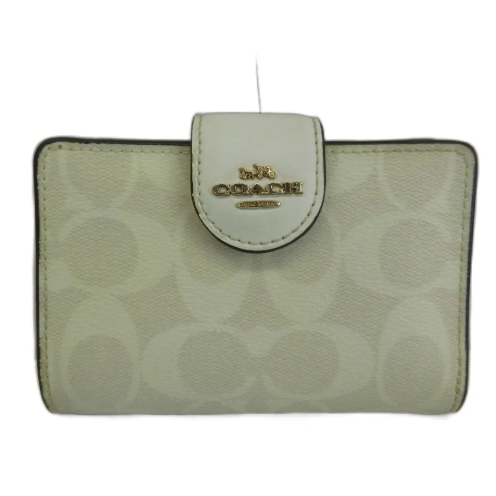 コーチ COACH 財布 二つ折り PVC レザー シグネチャー ロゴ ゴールド