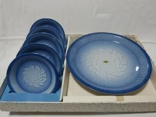 有田焼）青い花模様の皿 6枚セット（大皿1枚、小皿5枚） 青色の花模様