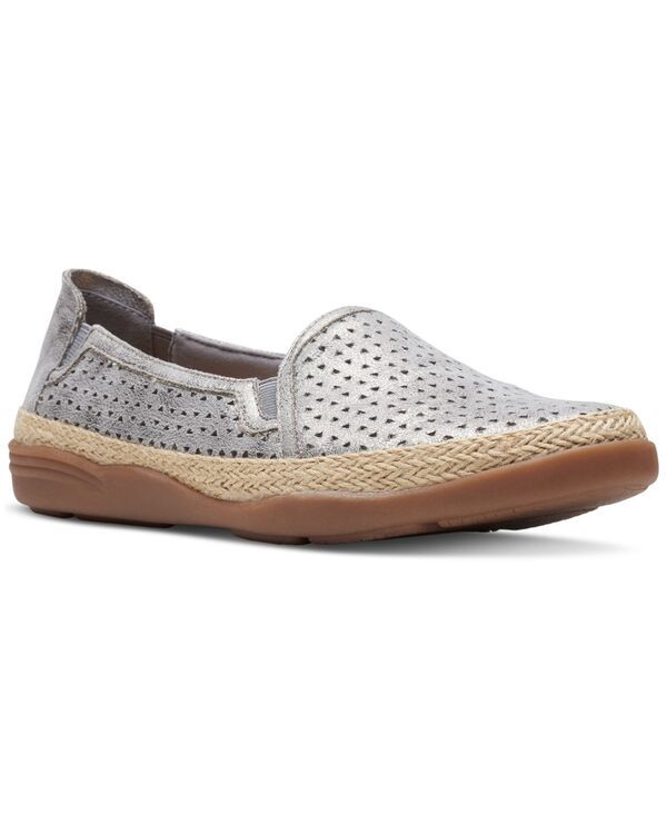 クラークス レディース シューズ パンプス レザー ClarkslipOn Espadrilleather Flats Pewter ピューター