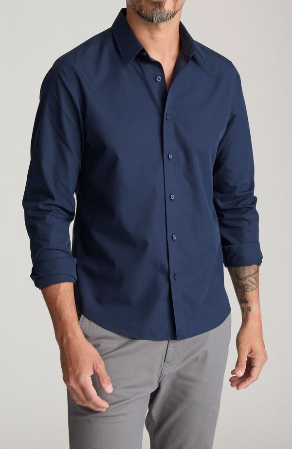 アンタックイット メンズ トップス シャツ コットン UNTUCKit Castello Solid Navy Wrinkle Free Cotton ButtonUp Shirt Navy ネイビー