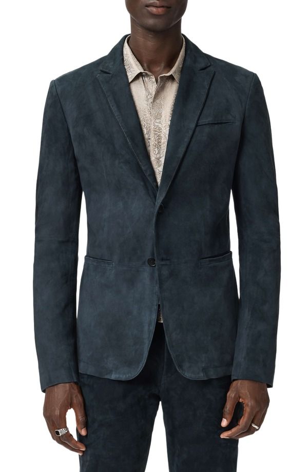 ジョンバルベイトス メンズ アウター ジャケット・ブルゾン スエード John Varvatos Bartow Suede Suit Jacket Midnight