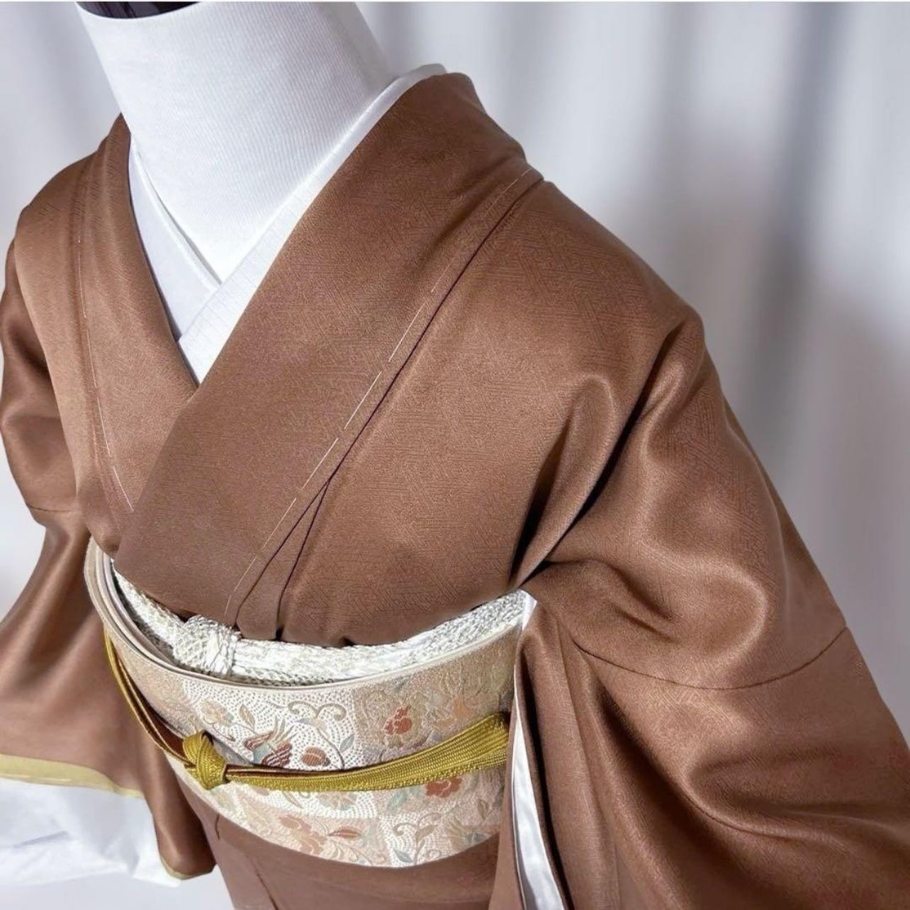 裄丈71 新品 訪問着 美品フルセット 友禅 金彩 L LL 身幅ゆったり 式典