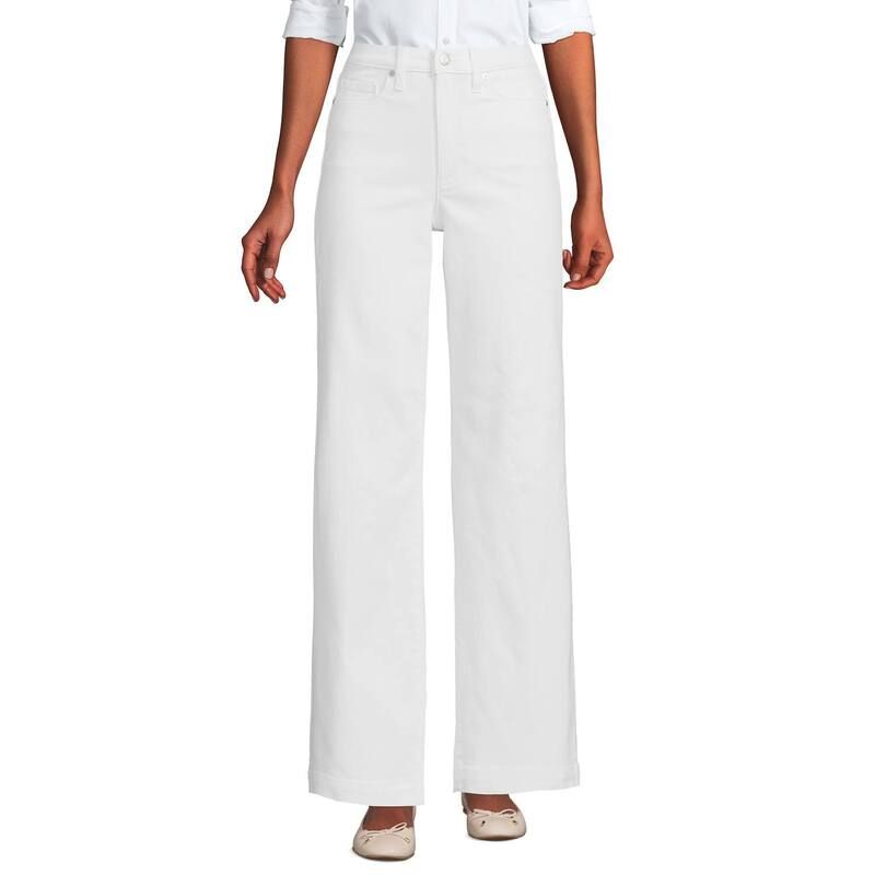 ランズエンド レディース ボトムス デニムパンツ ワイドレッグ ジーンズ Womens Lands End HighRise Wide Leg Jeans White ホワイト