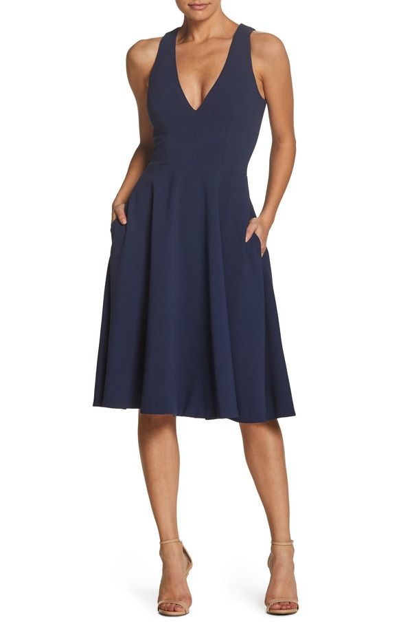 ドレスザポプレーション レディース トップス ワンピース Dress the Population Catalina Fit Flare Cocktail Dress Midnight Blue ブル 36,270円