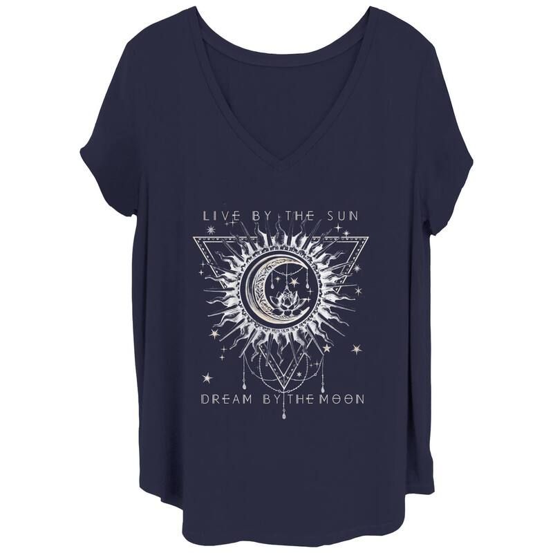 アンブランデッド レディース トップス Tシャツ プラスサイズ Unbranded Juniors Plusize Sun Moon Boho Tee Navy ネイビー