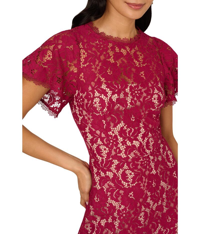 アドリアナ パペル レディース トップス ワンピース レース Adrianna Papellace Flounce Short Dress Light Wine ワイン