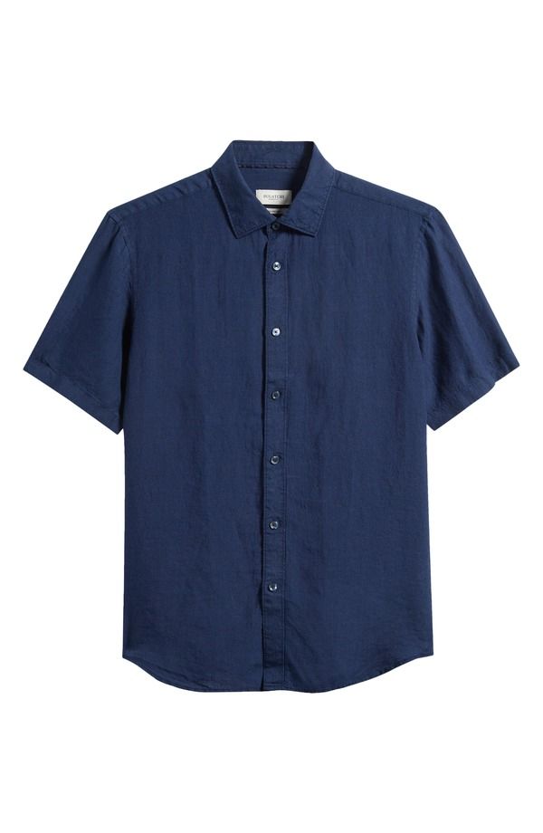 ブガッチ メンズ トップス シャツ リネン Bugatchi Orson Shaped Fit Short Sleeve Linen ButtonUp Shirt Navy ネイビーその他