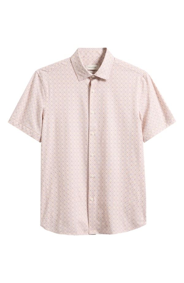 ブガッチ メンズ トップス シャツ プリント コットン Bugatchi Miles OoohCotton Geo Print Short Sleeve ButtonUp Shirt Sienna