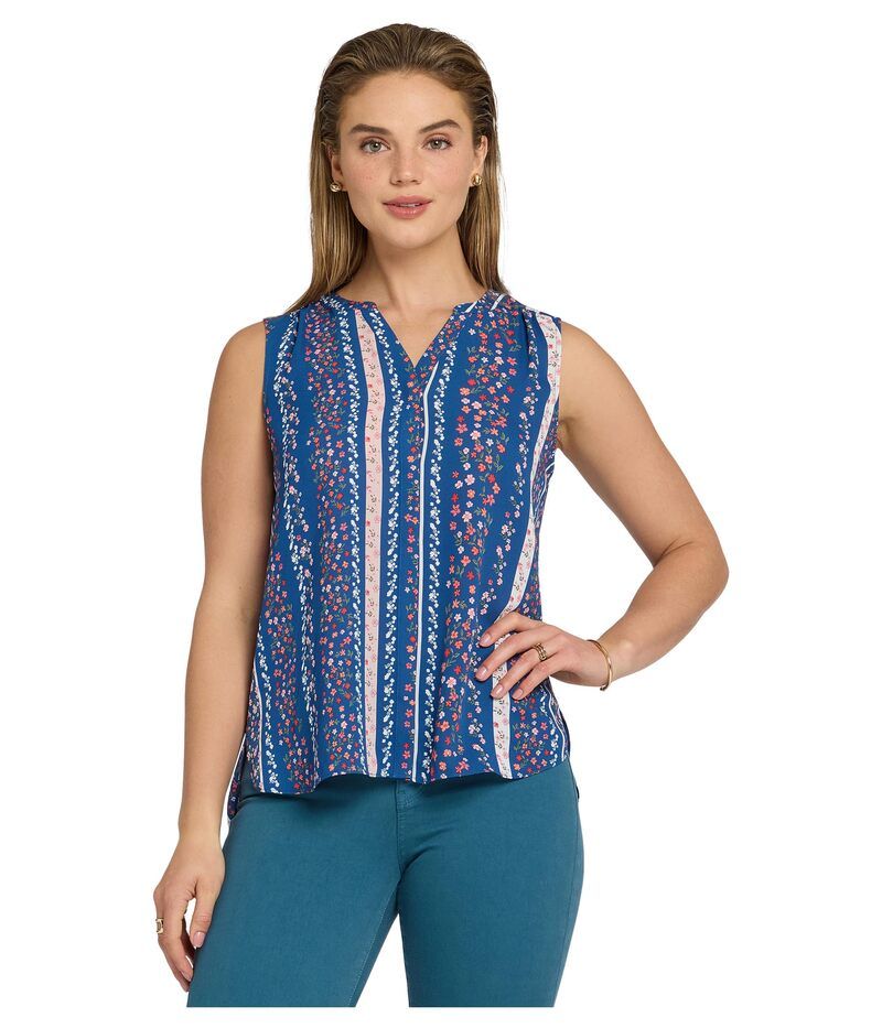 エヌワイディージェイ レディース トップス シャツ ノースリーブラウス NYDJ Sleeveless Pintuck Blouse Floral Ribbons 10,860円