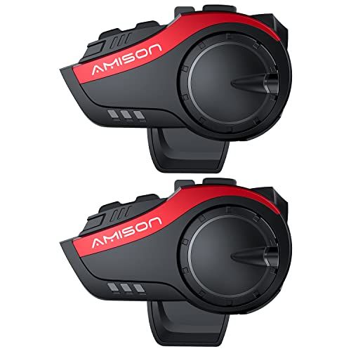 Amison バイク インカム 最大10人同時通話 最大通話距離2000m Bluetooth 5.0 連続28H時間通話 IP67防水 ヘルメット用e