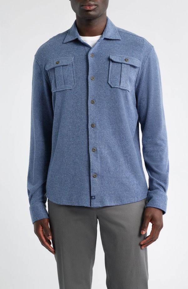 ジョニー オー メンズ トップス シャツ ニット johnnieO Carl Brushed Knit ButtonUp Shirt Laguna Blue ブルー