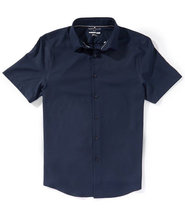 ペリーエリス メンズ トップス シャツ Perry Ellisolid Twill Short Sleeve Woven Shirt Dark Sapphire サファイア 9,344円