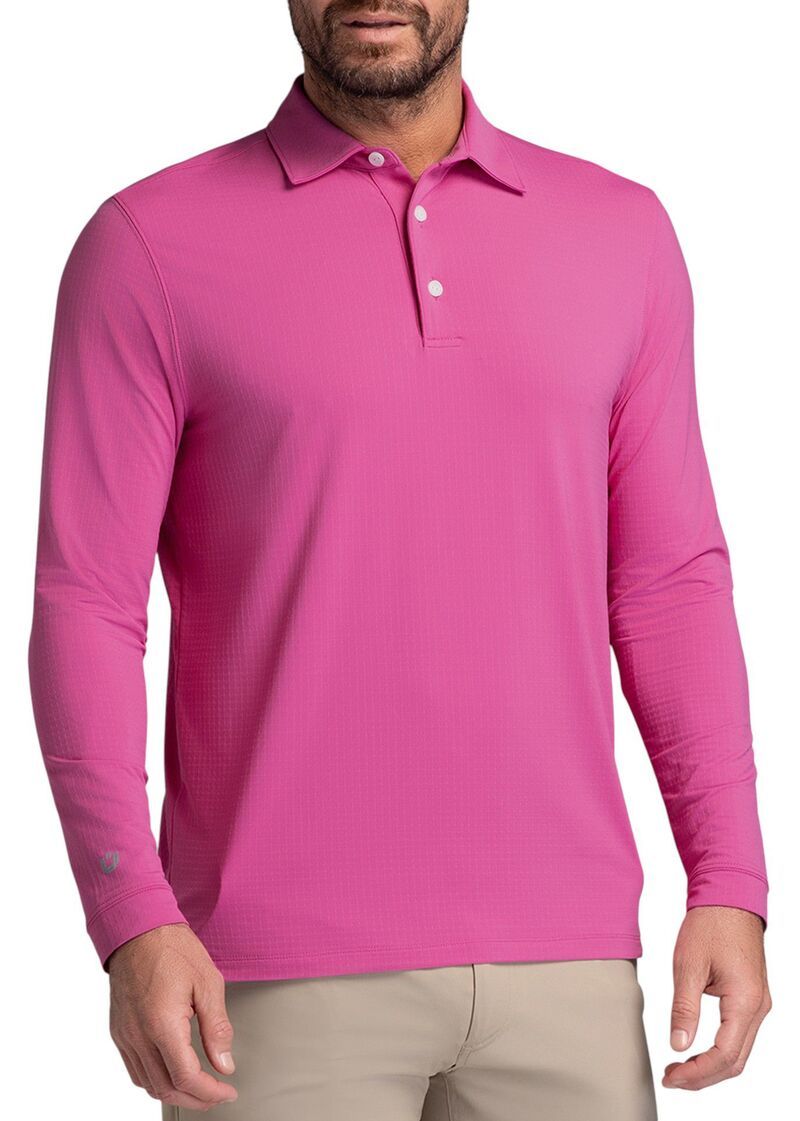 アイビークール メンズ トップス ポロシャツ IBKUL Mensolid Modern Fit Long Sleeve Golf Polo Rose
