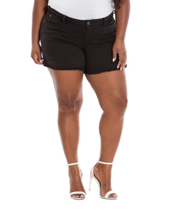 スリンク レディース ボトムス ハーフパンツ・ショーツ プラスサイズ ショートパンツ SLINK Jeans Plusize Color Shorts with side vents frayed h