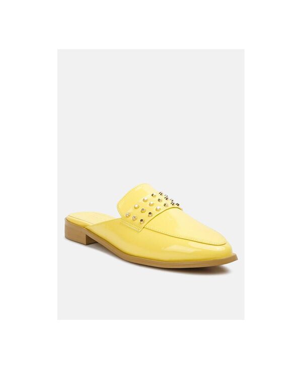 ラグアンドコー レディース シューズ サンダル Rag Co YASHTA Womens Patent Studded Flat Mules Yellow イエロー 14,026円