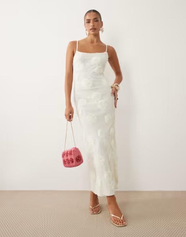 ジーナトリコ レディース トップス ワンピース マキシ Gina Tricot strappy embroidery maxi dress White ホワイト 24,360円