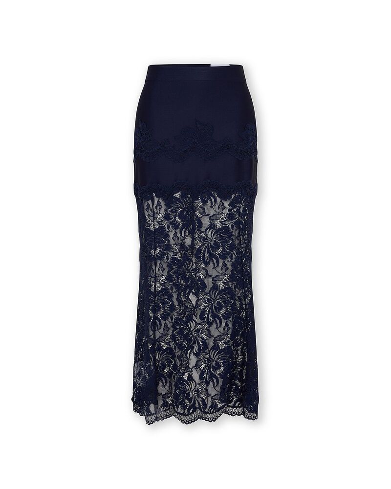 ラバンヌ レディース ボトムスカート レース Rabanne Scalloped Lace Skirt Deep Navy ネイビー