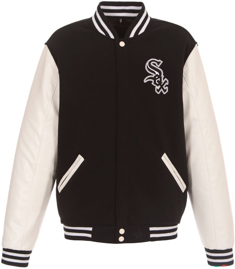 JH デザイン メンズ アウター ジャケット・ブルゾン JH Design Mens Chicago White Sox Black Reversible Varsity Jacket NoColor