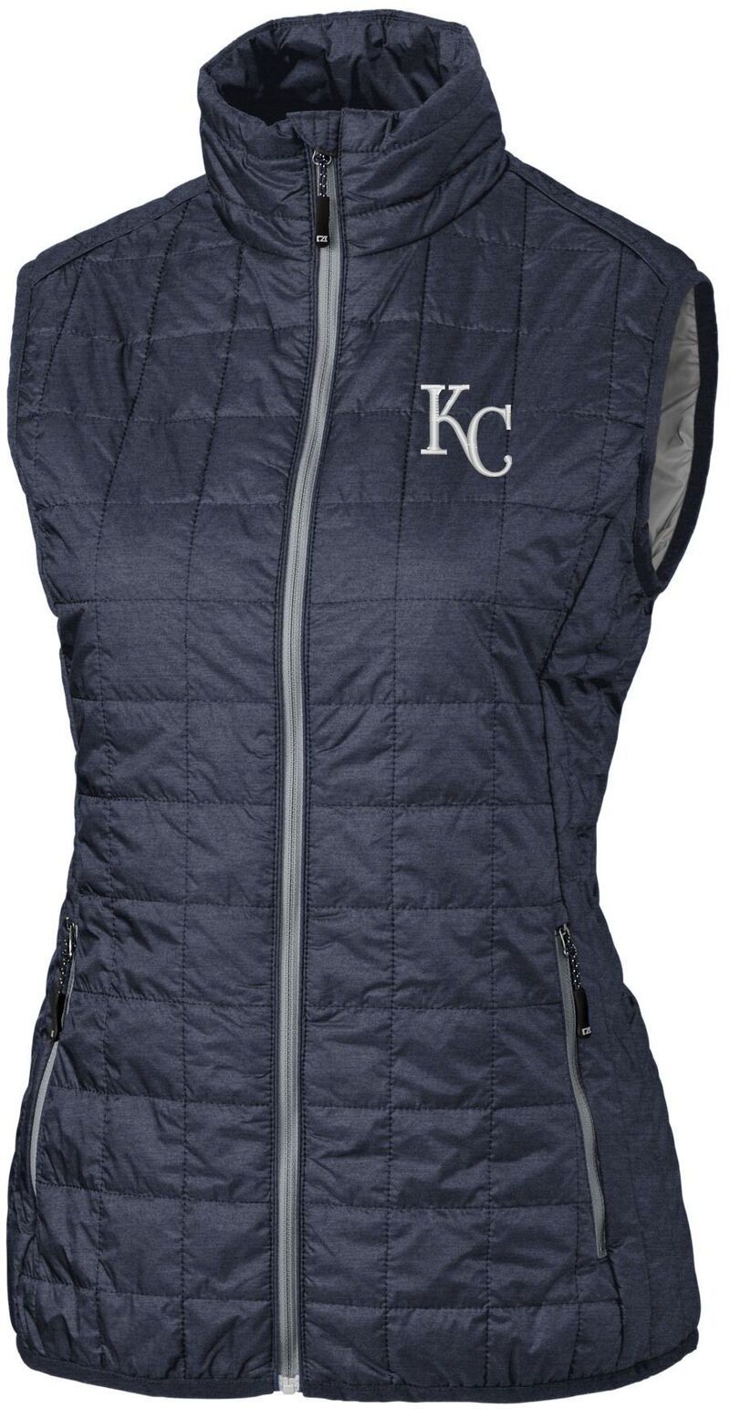 カッターアンドバック レディース トップス ベスト Cutter Buck Womens Kansas City Royals Black Eco Insulated Full Zip Vest No