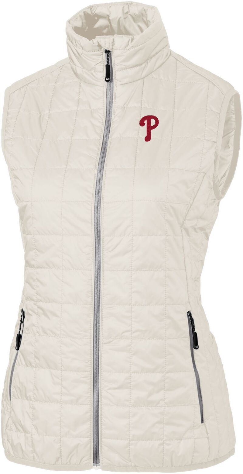 カッターアンドバック レディース トップス ベスト Cutter Buck Womens Philadelphia Phillies Brown Eco Insulated Full Zip Vest