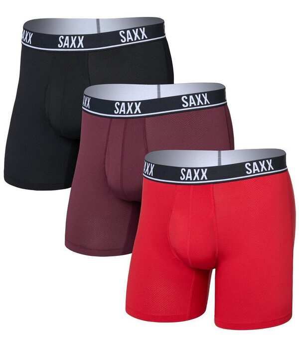 サックス メンズ アンダーウェア ボクサーパンツ メッシュ SAXX Essential Performance Mesh 6 Boxer Briefs 3Pack RedMaroonBlack ブラ