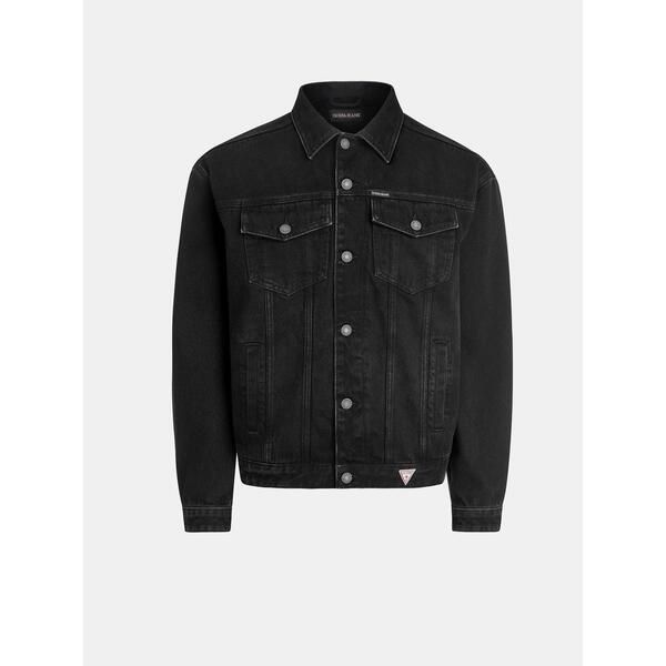 ゲス メンズ アウター ジャケット・ブルゾン コットン デニム Guess Mens Oversized Cotton Long Sleeve Button Denim Jacket Black GJ