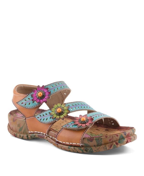 ラリティステ レディース シューズ サンダル レザー LArtiste Womens Anewtrio Wedge Sandal with Leather Upper Turquoise multi