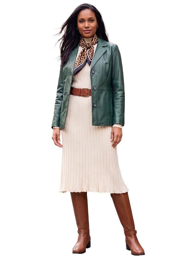 ジェシカロンドン レディース アウター ジャケット・ブルゾン プラスサイズ ブレザー Jessica London Leather Blazer Plus Regular EMERALD GREEN