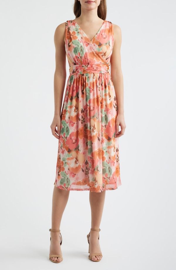 ラブアペラ レディース トップス ワンピース フラワー柄 プリント フラワー Loveappella Floral Print Swing Dress CORAL コーラル