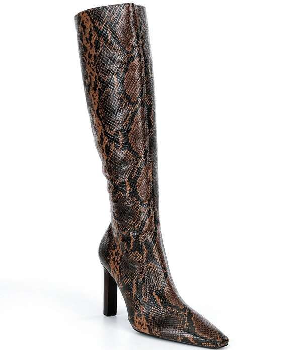 シュッツ レディース シューズ ヒール プリントール ブーツ レザー Schutz Ulla Up Snake Print Leather Tall Boots Pecan Brown ブラウン
