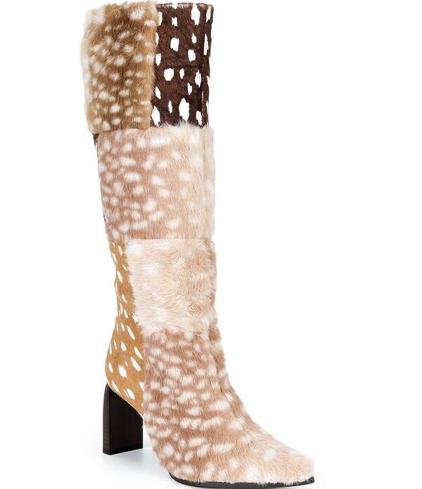 ジャンビニ レディース シューズ ブーツ・レインブーツ プリント パッチワーク トール Gianni Bini Reddick Doe Print Patchwork Fur Tall Boots N