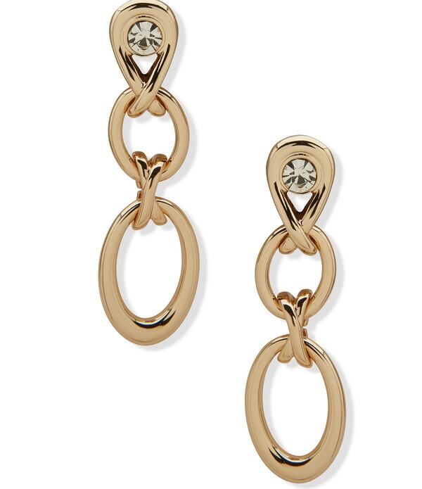 アンクライン レディース アクセサリー ピアス・イヤリング Anne Klein Gold Tone Oval Overlapping Linked Linearrings GoldCrystal ゴ