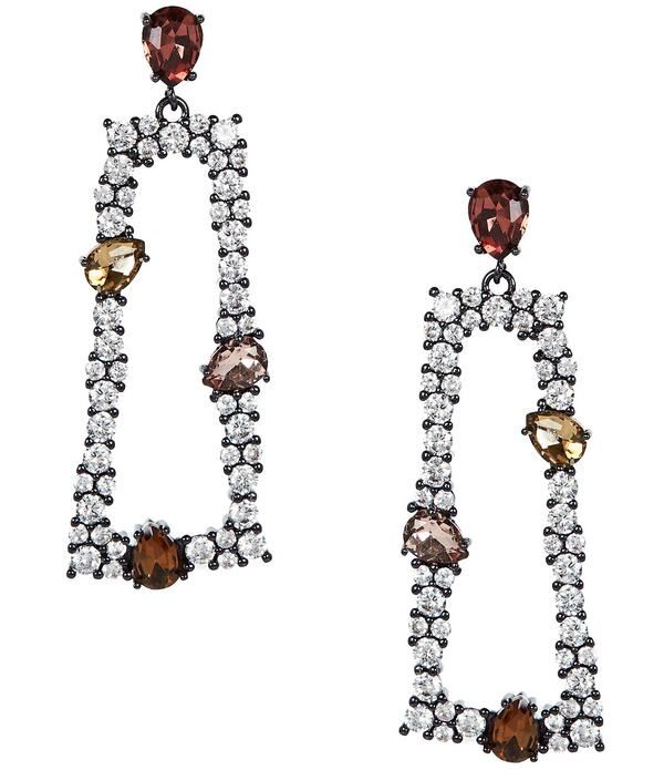 セザンヌ レディース アクセサリー ピアス・イヤリング Cezanne Multi Color Teardrop Crystal Stone Trapezoid Open Drop Earrings