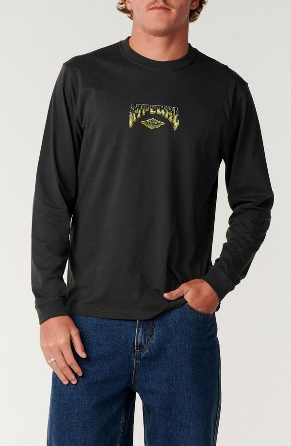 リップカール メンズ トップス Tシャツ コットン グラフィック Rip Curl Shredding Long Sleeve Cotton Graphic TShirt WASHED BLACK ブ