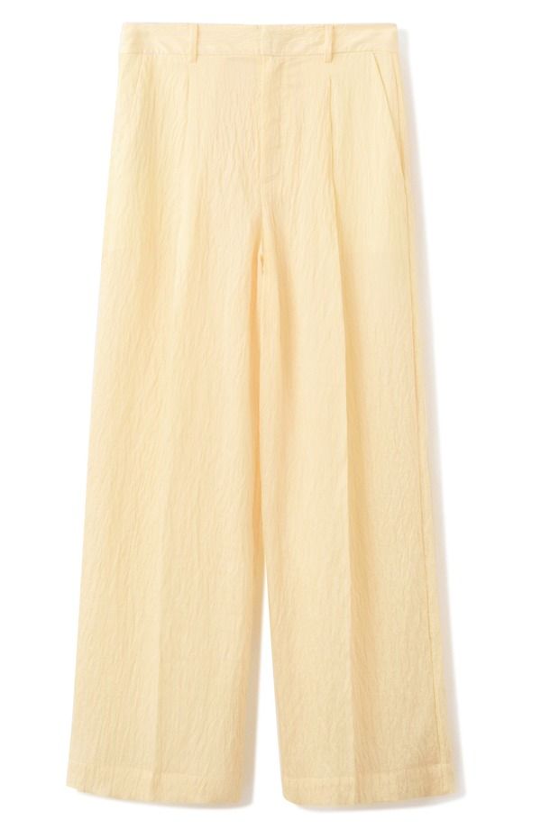 マンゴ レディース ボトムス レギンス ワイドレッグ パンツ MANGO Striped Wide Leg Trousers PASTEL YELLOW イエロー