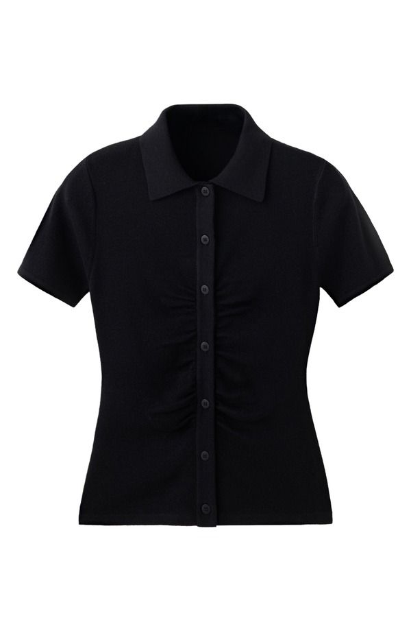 マンゴ レディース アウター パーカー・スウェット ポロシャツ カーディガン MANGO Rib Polo Cardigan BLACK ブラック