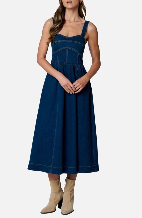 ブルーペッペーブルーペッパー レディース ボトムス デニムパンツ ミディワンピース ミディ Blu Pepper Denimidi Dress DENIM デニム