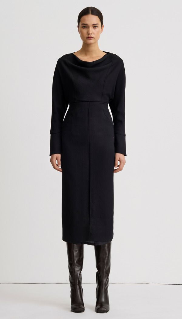 スミス レディース トップス ワンピース ドレープ Smythe Drapedolman Dress Black Crepe ブラック