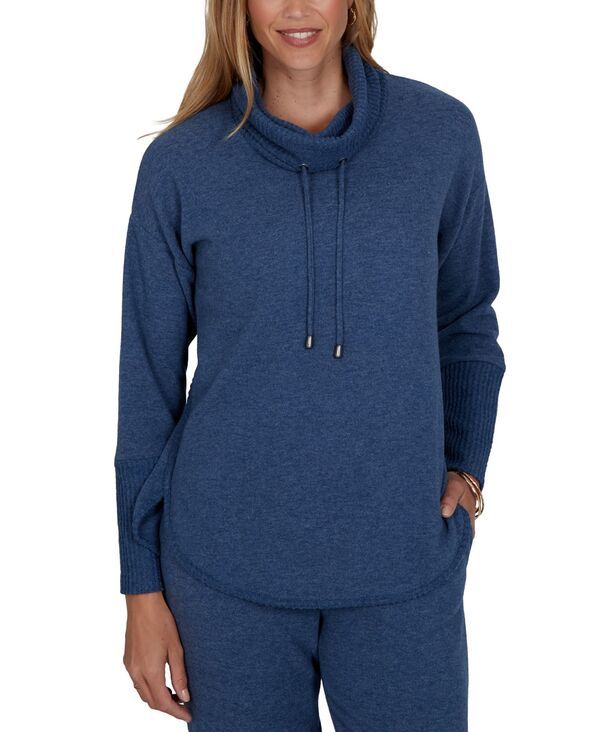 ルビーアールディー レディース アウター パーカー・スウェット プチ 長袖 Ruby Rd Petite Oversized Cowl Neck LongSleeve Pullover Indigo